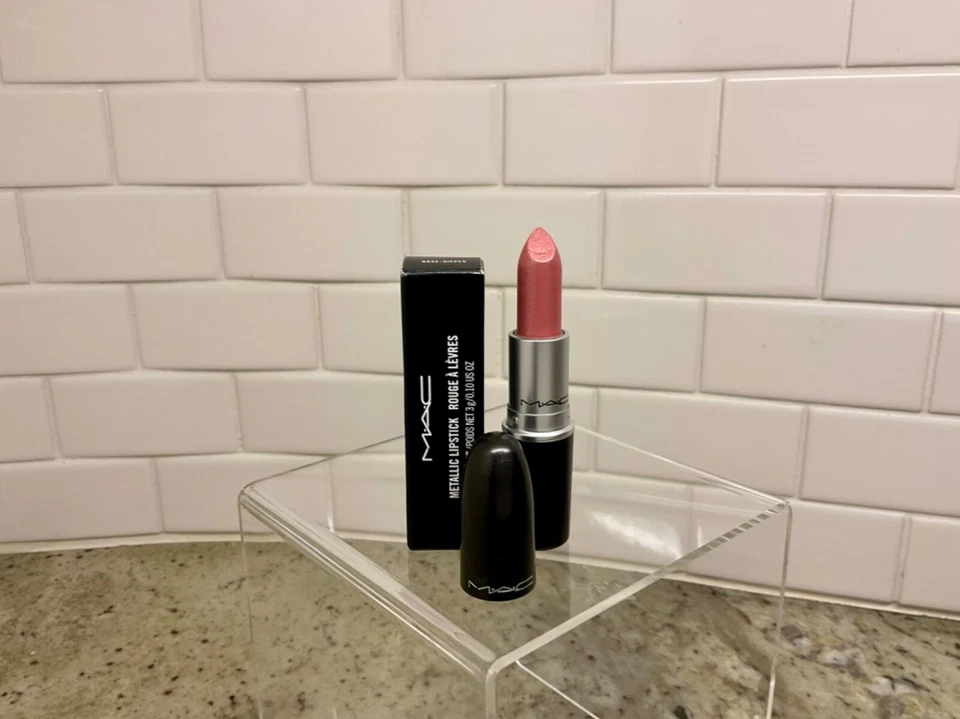 MAC ROSE DIPPED Metallic Lipstick NIB Authentic Full Size - Image 3 of 4