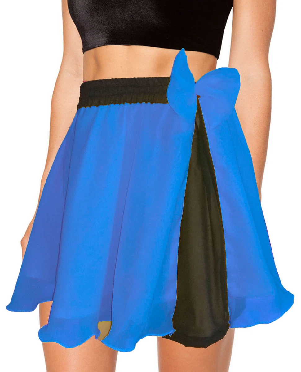 Abbigliamento Casual Furfante Blu Chiffon Gonna Corta Anteriore