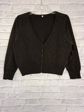 festliche Strickjacke Jäckchen Bolero Glitzer Gr 40-50 braun lila Taillenlang