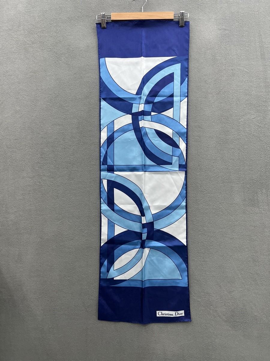 Vintage Christian Dior Blue White Geometric Art Rectangular