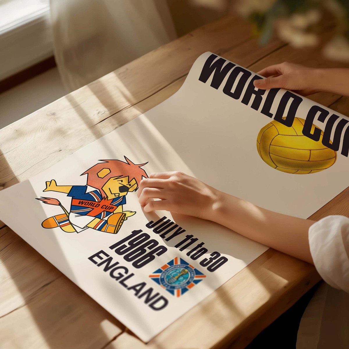 Affiche Rétro Coupe Du Monde 1966 – Angleterre, Toile, Poster Foot Vintage