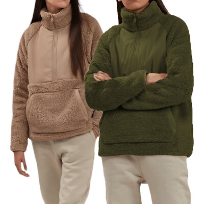 Womens Teddy Fleece Teddy Pullover Half Zip Womens Teddy Bear
