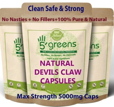 5GREENS Devils Claw Capsules 5000mg Natural 500mg 10:1 Strong Effective Best Capsules