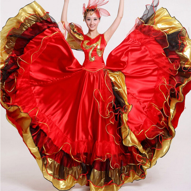 Dama Española Flamenco Práctica Baile Vestido Volantes Moderno Disfraz de Salón