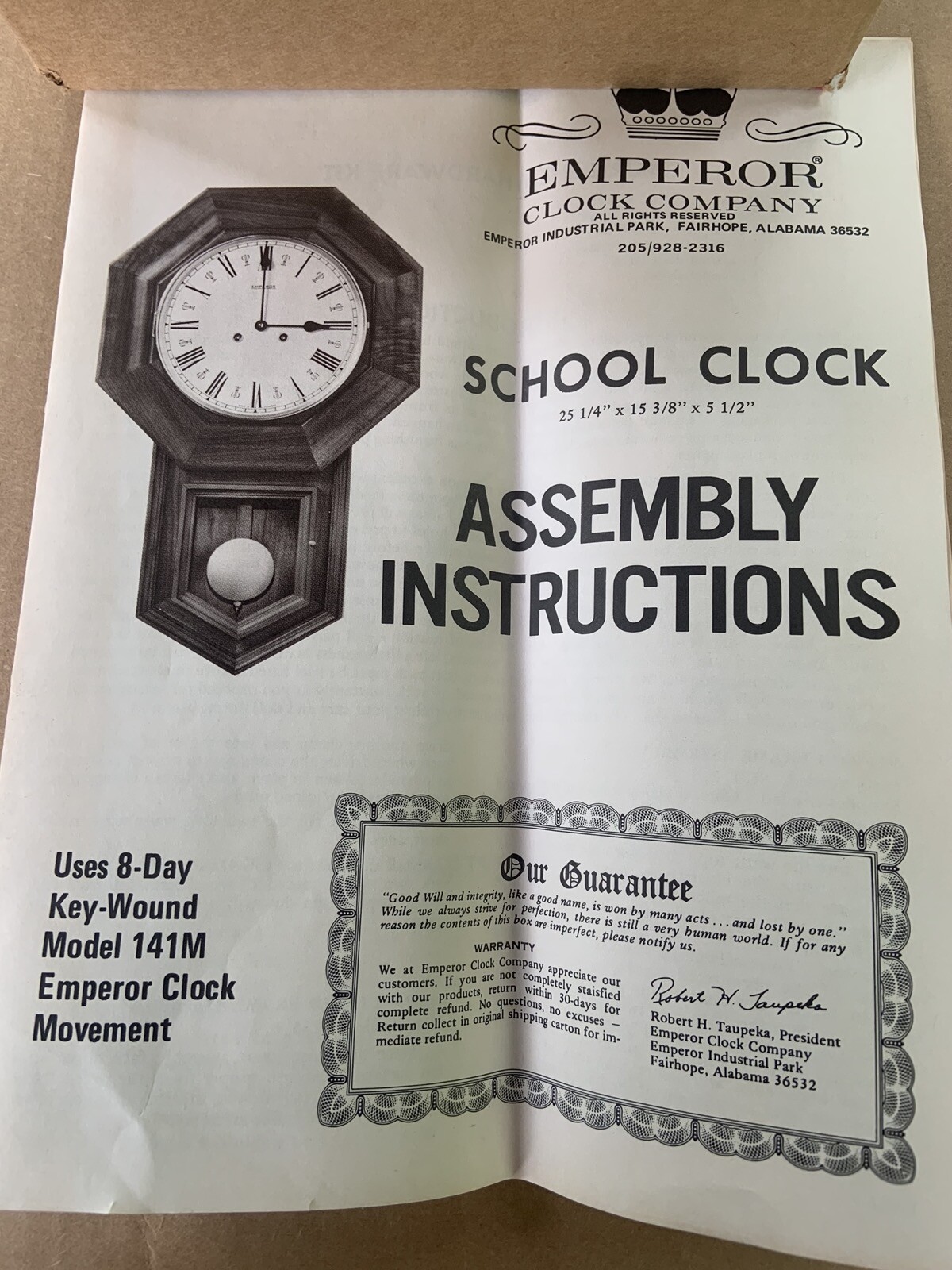 Vintage Emperor School House Regulator Clock Kit eBay