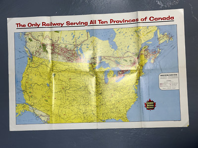 c 1960 CANADIAN NATIONAL RAILWAYS Railroad MAP Across Canada