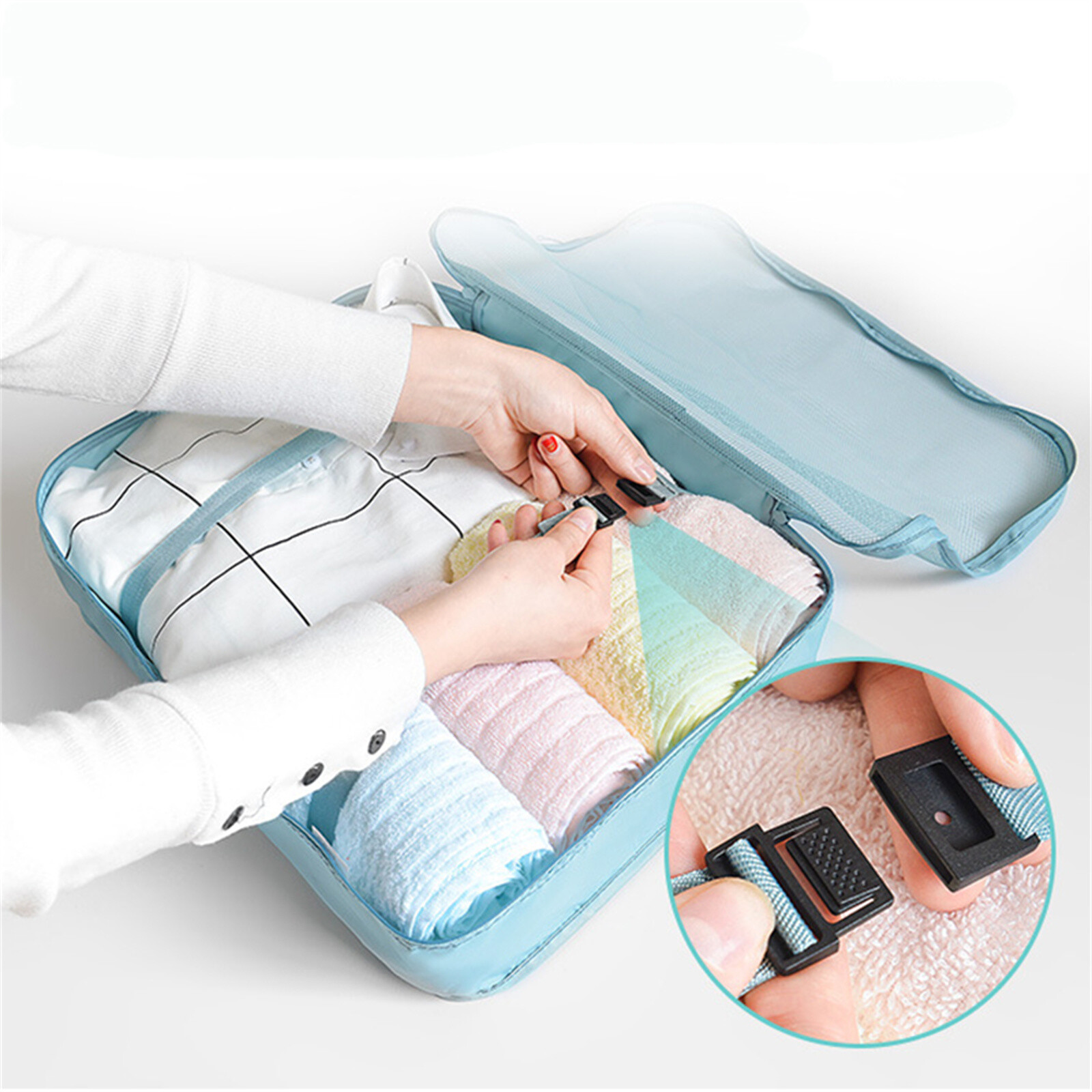 6PCS Packing Cubes Travel Pouches Luggage Organiser Suitcase Clothes