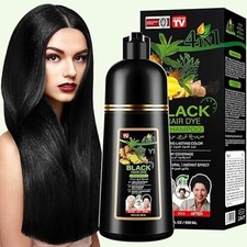 Black Hair Dye Shampoo 4 in 1 Covers Gray Fast Natural Herbal Long Lasting 500mL