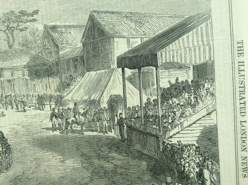 1865 Pferderennen Illustrationen gehalten in Yokohama - London Gemälde Original Woo - Bild 4 von 4