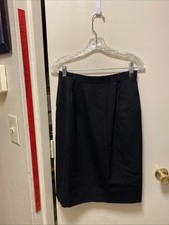 Valentino Studio Black 100 Wool Skirt Knee Length Side Zip 42/8
