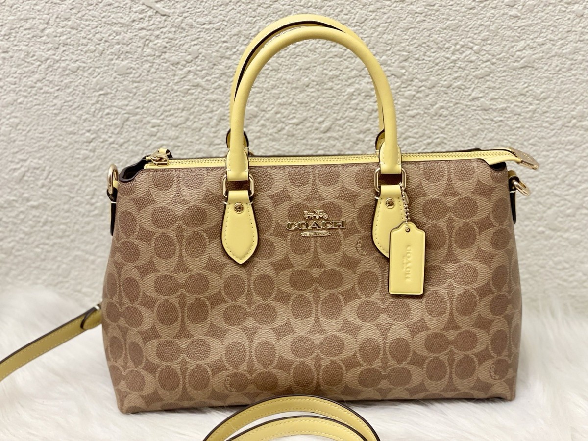 NWT Coach Georgia Satchel Bag In Signature Canvas CW422 Gold/Tan