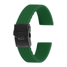 Silicone Watch Bands 22mm Soft Watch Bands with Black Snap Buckle, Green