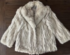 Saga Fox Fur Coat Jacket Womens XL Silver Gray Mid Length Luxury Vintage