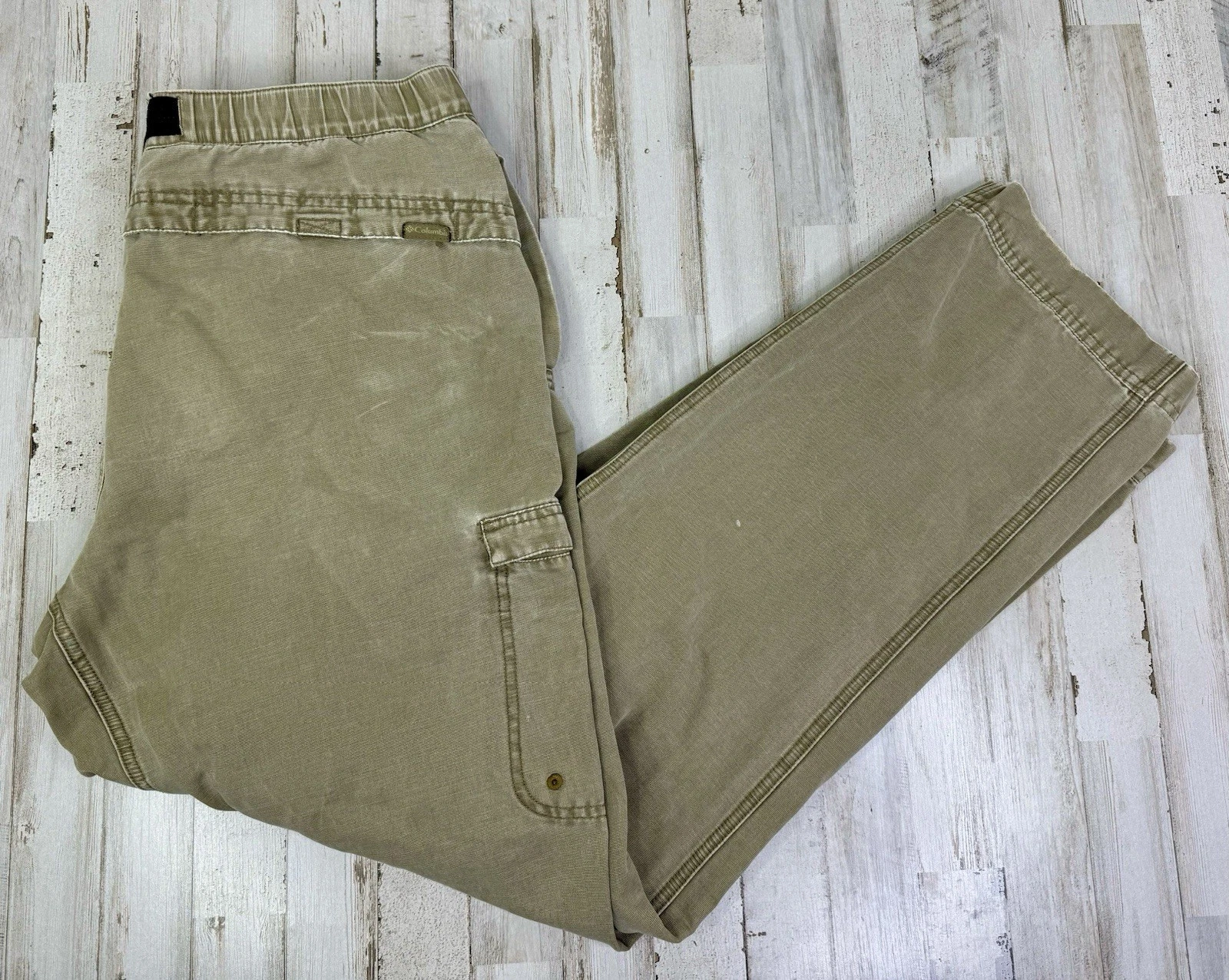 Columbia ROC Cargo Canvas Pant Tan Outdoor 100% Cotton Mens 36x33