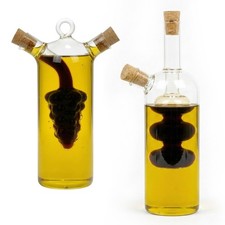 200/250ml 2 In 1 Glass Olive Oil And Vinegar Cruet Dispenser Bottle Dual Chamber