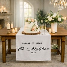 Personalized Wedding Table Runner, Custom Linen Wedding Banner, Bridal Shower