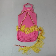 Vintage Cowgirl Costume Leotard Womens XS Pink Halter Sequin Fringe Western Ride