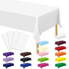 4 Packs White Plastic Tablecloth, Sturdy Disposable 4pcs 54x108 in,
