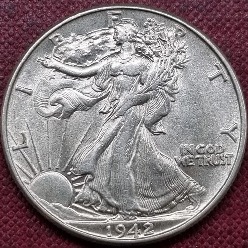 1942 Walking Liberty Half Dollar 50c Silver High Grade UNC Uncirculated #95141