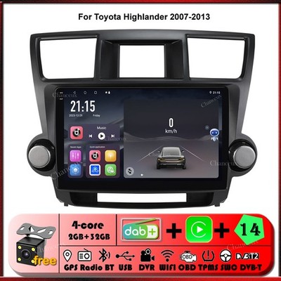 9''Android 14 Autoradio GPS SAT Navi DAB Carplay DVR For Toyota Highlander 07-13