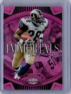 2023 Panini Certified #I-20 Marshall Faulk Immortals Mirror Pink #/199