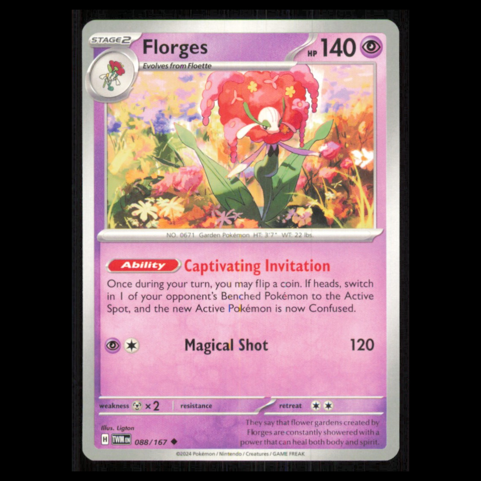 Florges #88 2024 Scarlet - Violet Series - Twilight Masquerade Uncommon Pokemon