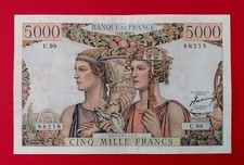 Rare et Splendide billet de 5000 F Terre et Mer de 1952 qualité SPL