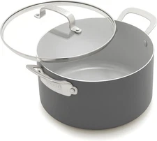  Stockpot with Glass Lid, PFAS-Free Diamond Ceramic Nonstick Pot,