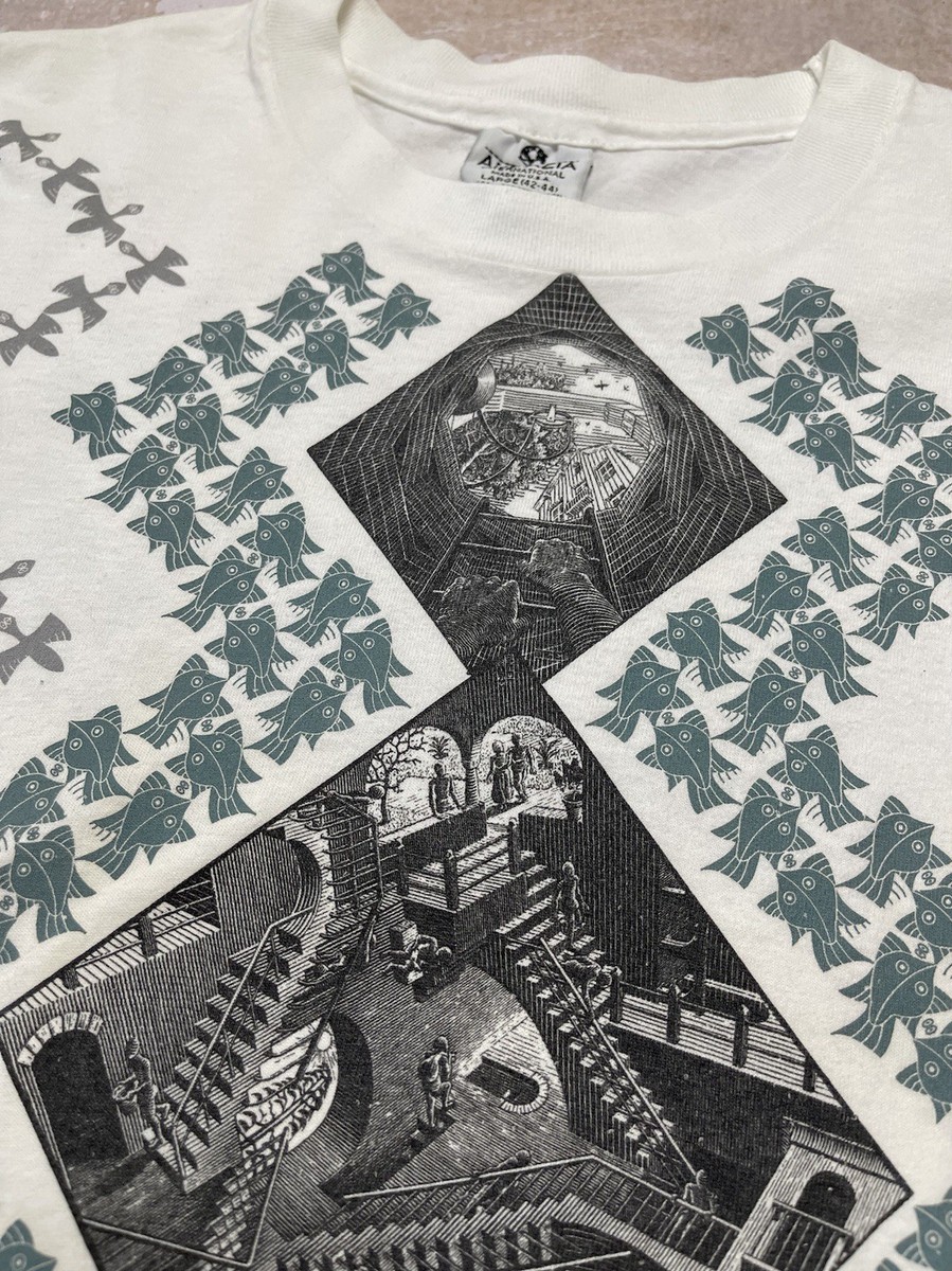 【90s MC Escher】Tシャツ　大判　シングルステッチ　vintage Vintage 90s MC Escher AOP Graphic Art Tee Single Stitch T-shirt