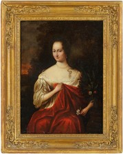 Portrait of a Young Lady Antique Oil Painting 17th Century English School