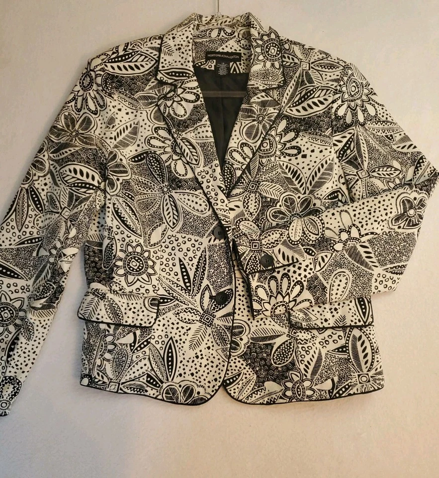 Chaqueta Norton McNaughton Mujer Talla 14 Floral Arte Festival Lona Blazer Foto 4 de 4