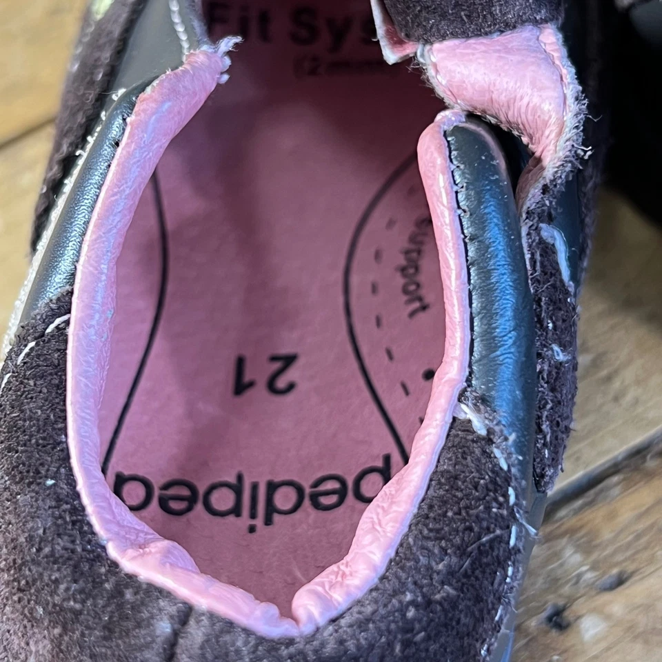Zapatos Pediped Marrón Cuero Gamuza Floral Bordado Niño Pequeño Talla US 5 EU 21 Foto 4 de 4
