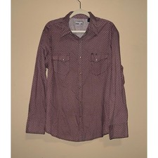 Wrangler Wrancher Mens XL Pearl Snap Western Shirt Red Geometric Medallion Print