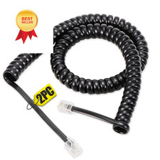 Uvital 2 Pack Phone Cord for Landline, 1.4 FT Coiled Black 2PCS-8FT,