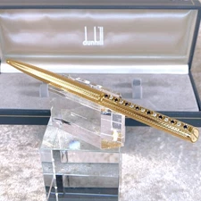 Vintage Dunhill Ballpoint Pen Gemline Gold Finished Barley with Diamond Clip