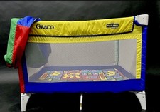 VTG 1990s Graco Pack N Play Red,Yellow,Green, Blue Retro Baby Travel Crib w/bag
