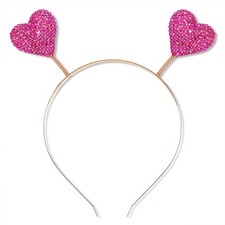 Valentines Day Heart Headband Shinny Rhinestone Hairbands Red Heart Accessory