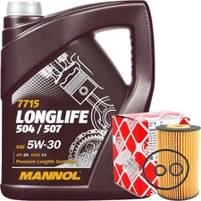 FEBI ÖLFILTER 1.6 2.0 TDI + 5L MANNOL 5W-30 LONGLIFE MOTORÖL für VW 504 507.00