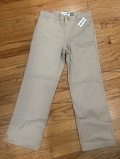 Old Navy Girls Straight Beige Pants 7 Regular Wrinkle Resistant Reinforced Knees