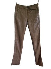 VERSACE Women Olive Leather Skinny Pants 6/42 EUC