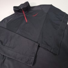 Nike Mens Jacket Size Actual Medium Black 1/4 Zip Therma-Fit Stand Collar