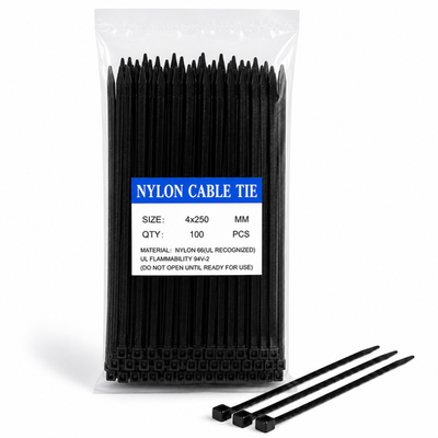#ad 100 500PCS 10in Black Cable Zip Ties Self Locking Nylon Wire Ties $6.99
