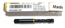 Guhring 1/4-28 Cobalt Power Tap Spiral Flute Semi-Bottoming Tap H5 3FL Gold Ring