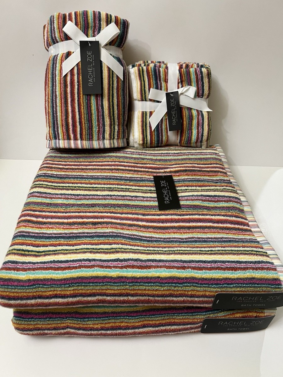 9 pc Rachel Zoe 2 Bath 2 Hand 5 Washcloth Towels Multicolored