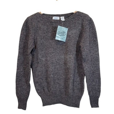 Northern Isles Gray Scotland Large 100% Shetland Wool Sweater New Vintage