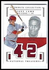 Jake Lamb 42 Tribute Jerseys 2016 Panini National Treasures Diamondbacks #42-JL