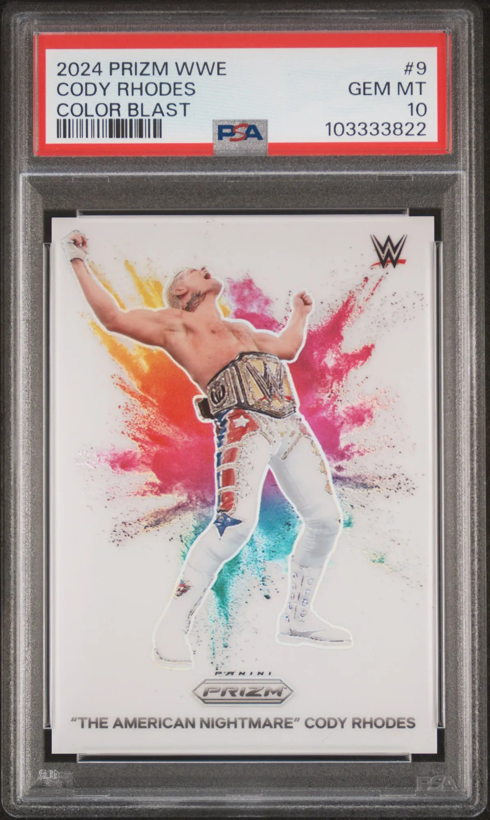 2024 Panini Prizm WWE Cody Rhodes Color Blast Case Hit #9 PSA 10