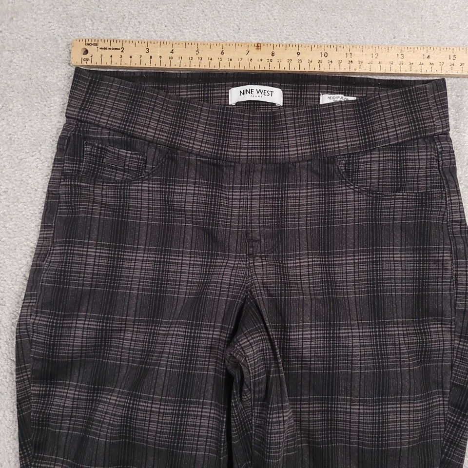 Nine West Heidi Pull-On Skinny Stretch Pant Women's 4 Gray Glasgow Plaid - Image 4 of 4