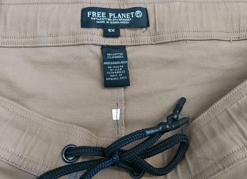 Free Planet Men's Bottoms Drawstring Cuffed Stretch Khaki Jogger Pants Sz 5X NWT - Picture 6 of 10