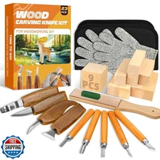 Wood Carving Kit, 23pcs Wood Carving Tools with 4 Wood Carving Knives 5 Detai
